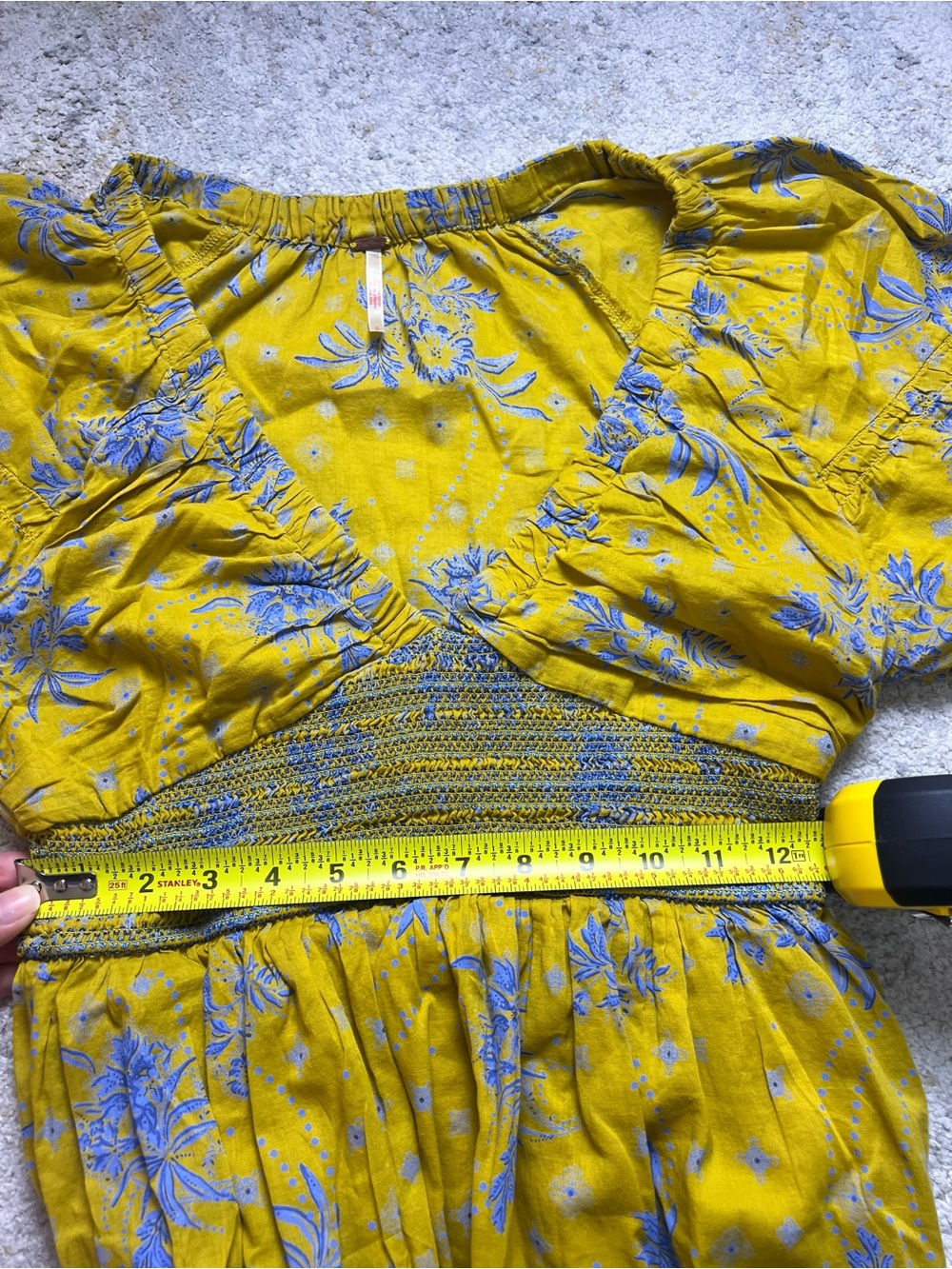 Free People Golden Hour Maxi Dress Yellow Blue Floral Boho Cotton Size S - Picture 9 of 9
